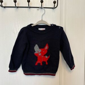 Charming Navy Kids Sweater with Red Dog Motif